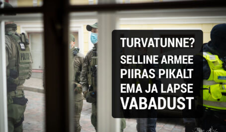 Hambuni relvastatud eriüksuslased rahumeelset isa, ema ja 3-aastast heidutamas